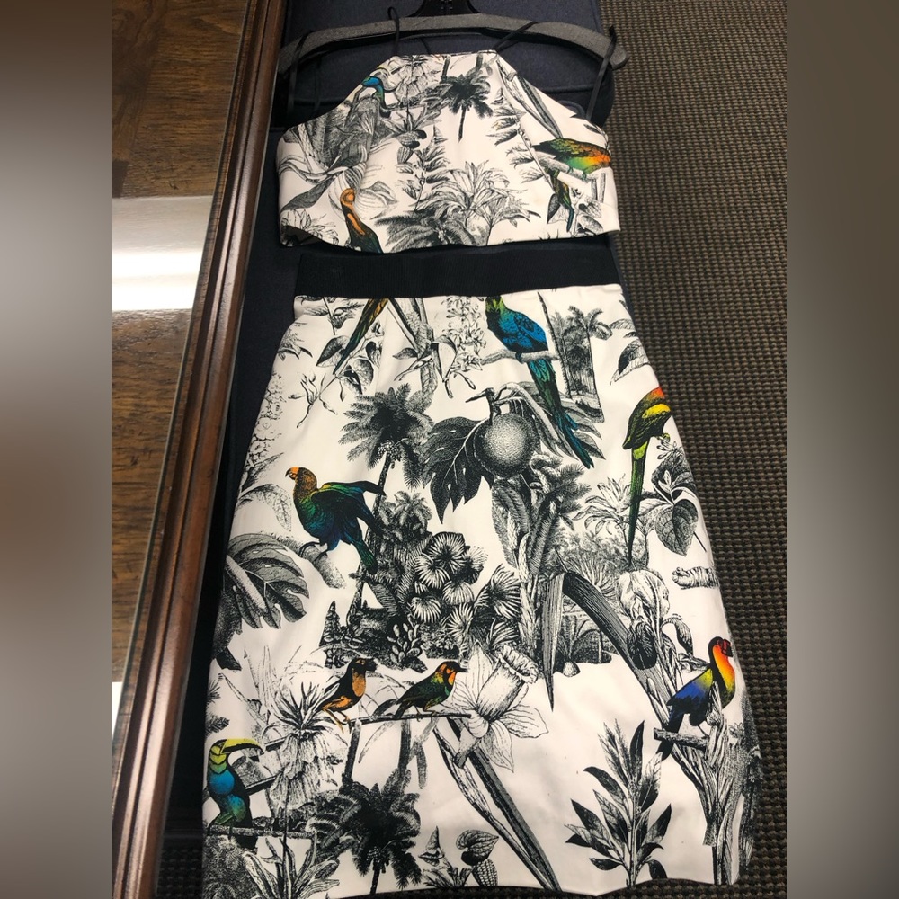 Milly tropical print skirt and matching top